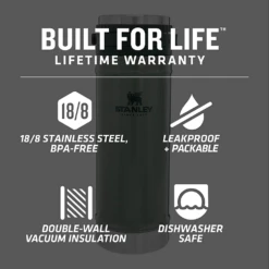 Stanley 16oz Classic Travel Press Hammertone Green -Outdoor Gear 022 2