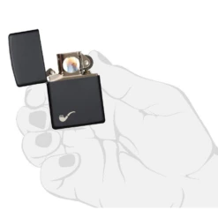 Zippo 218PL Black Matte Pipe Lighter With Pipe Logo - Refillable Windproof Lighter -Outdoor Gear 218PL 3