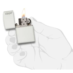 Zippo 214ZL White Matte With Zippo Logo - Refillable Windproof Lighter -Outdoor Gear 99