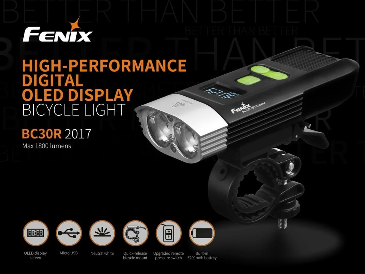 Fenix BC30R USB Rechargable Bicycle Light 2 Fenix BC30R USB Rechargable Bicycle Light - Image 2