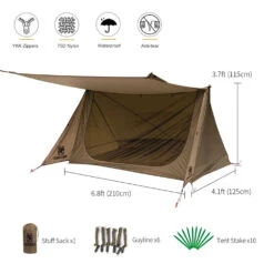 OneTigris Backwoods Bungalow Ultralight Bushcraft Shelter - Coyote Brown 6 OneTigris Backwoods Bungalow Ultralight Bushcraft Shelter - Coyote Brown -Outdoor Gear CE BHS02 CB 04
