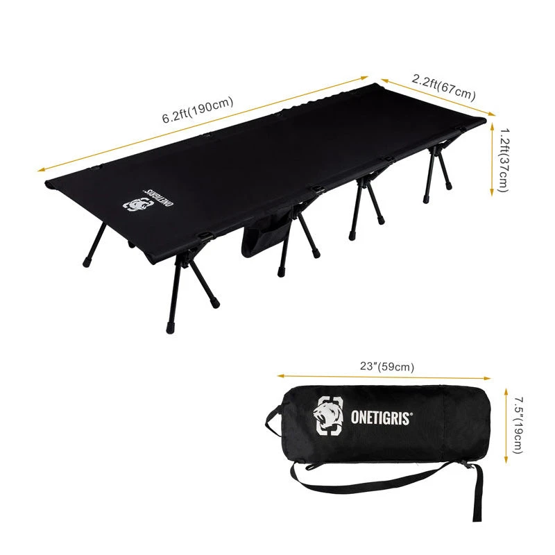 OneTigris Outdoor Foldable Camp Bed - Black 2 OneTigris Outdoor Foldable Camp Bed - Black - Image 2