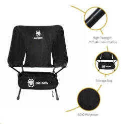 OneTigris Portable Camping Chair - Black -Outdoor Gear CE ZDY02 BK 04