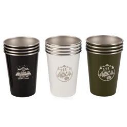 Camp Leader 4 Pcs Stainless Steel Cup - Black -Outdoor Gear CL01 GRN 03