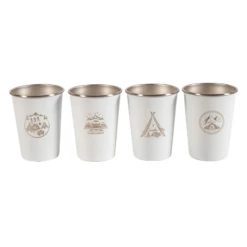 Camp Leader 4 Pcs Stainless Steel Cup - White