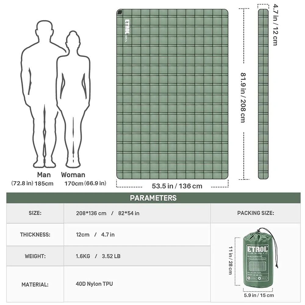 Etrol Whale Double Inflatable Sleeping Pad 7 Etrol Whale Double Inflatable Sleeping Pad - Image 7