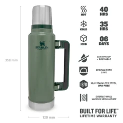 NEW Stanley Classic Vacuum Bottle 1.5QT Hammertone Green 7 NEW Stanley Classic Vacuum Bottle 1.5QT Hammertone Green -Outdoor Gear ClassicVacuum1.5QT 10 08265 001