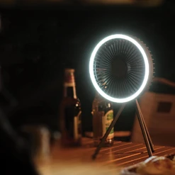 Tripod Fan With White Ring Light USB Rechargeable -Outdoor Gear Edited 6