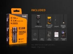 Fenix E18R XP-L Hi Led Flashlight Black 750 Lumen 18 Fenix E18R XP-L Hi Led Flashlight Black 750 Lumen -Outdoor Gear FENIX E18R EDC FLASHLIGHT included