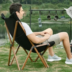 Hewolf Foldable Wooden Chair - Large -Outdoor Gear HW J2058BIG BLK 04