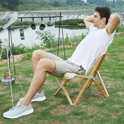 Hewolf Foldable Wooden Chair - Small -Outdoor Gear HW J2058S KHA 03