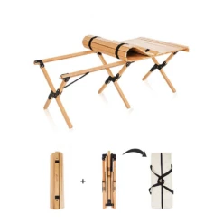 Hewolf Foldable Large Wooden Egg Roll Table -Outdoor Gear HW J2097 06