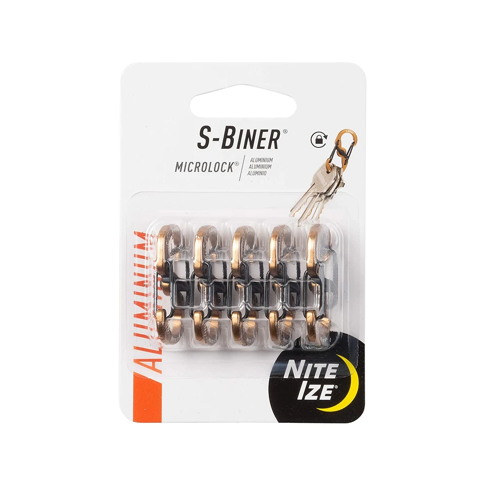 Nite Ize S-Biner® MicroLock® Aluminum - 5 Pack Coyote 4 Nite Ize S-Biner® MicroLock® Aluminum - 5 Pack Coyote - Image 4