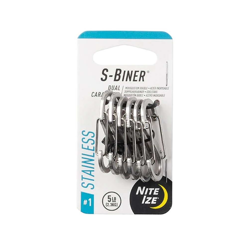 Nite Ize S-Biner® Stainless Steel Dual Carabiner #1 - 6 Pack - Stainless 1 Nite Ize S-Biner® Stainless Steel Dual Carabiner #1 - 6 Pack - Stainless