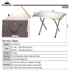 Campingmoon Bonfire Foldable Table -Outdoor Gear T 370 2T 5