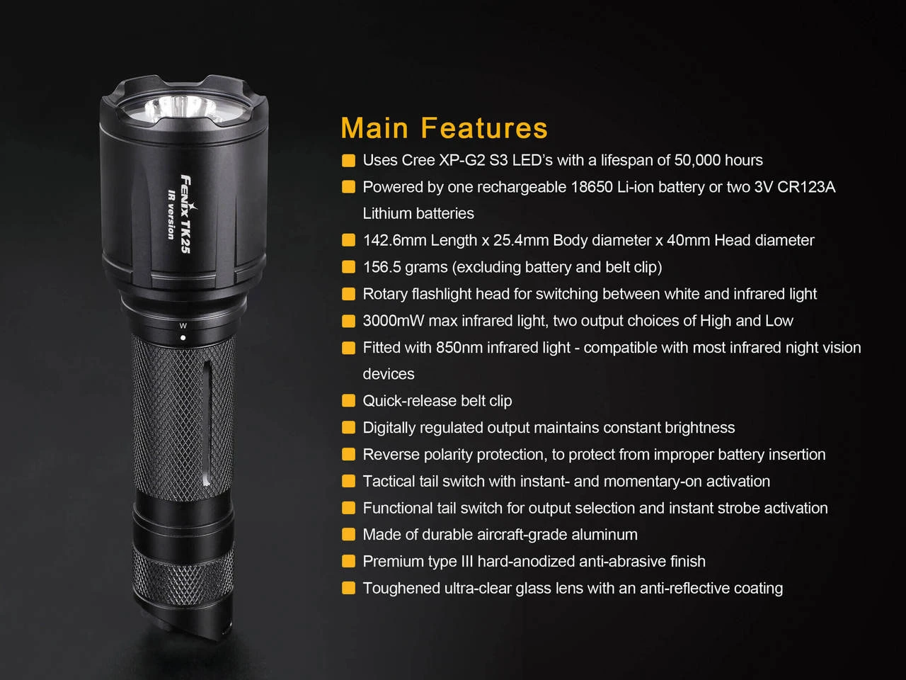 Fenix TK25 LED Flashlight IR Version BLACK 4 Fenix TK25 LED Flashlight IR Version BLACK - Image 4