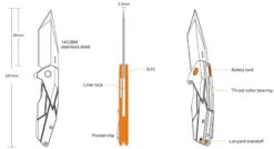 Ruike P138-W Desert Sand Liner Lock G10 Folding Knife -Outdoor Gear diagram of p138
