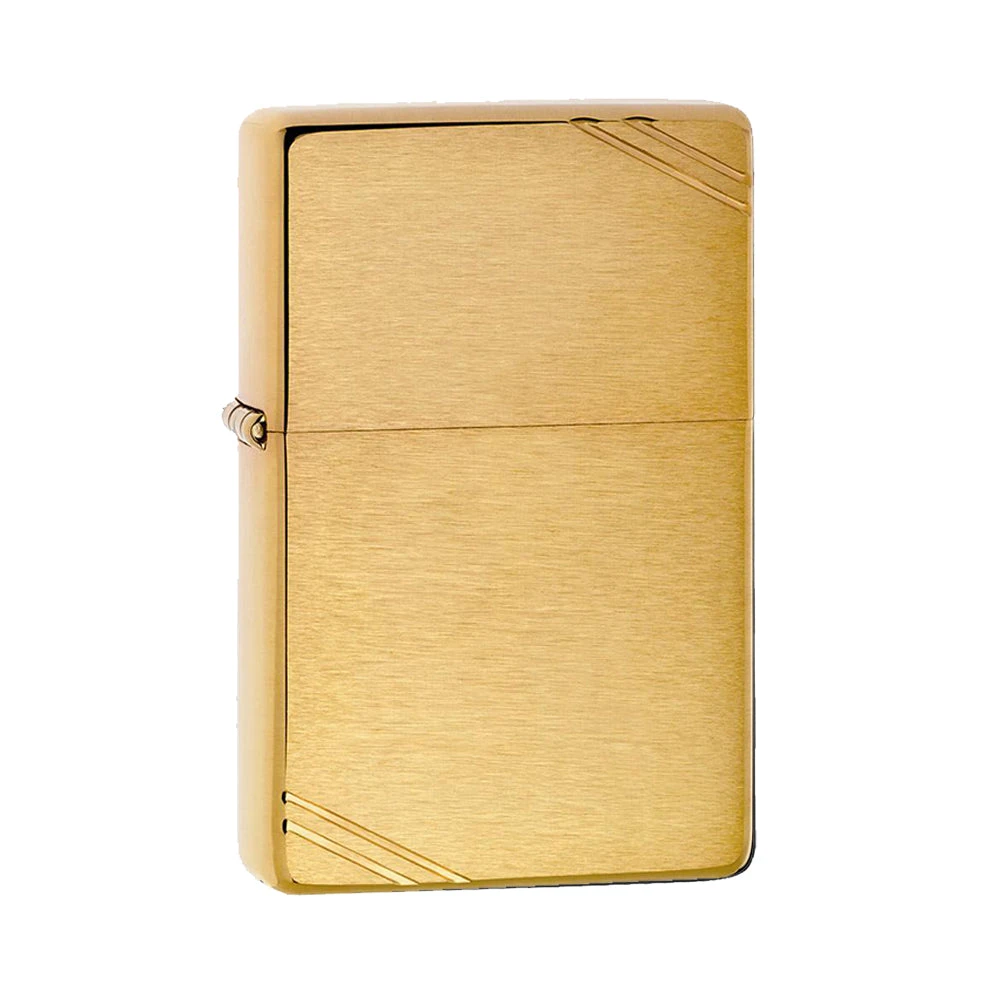 Zippo 240 Brushed Brass Vintage With Slashes 3 Zippo 240 Brushed Brass Vintage With Slashes - Image 3