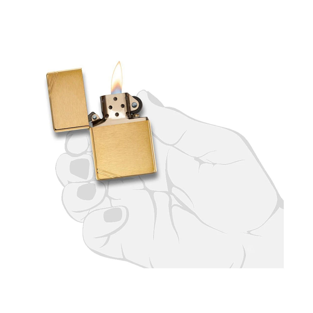 Zippo 240 Brushed Brass Vintage With Slashes 4 Zippo 240 Brushed Brass Vintage With Slashes - Image 4